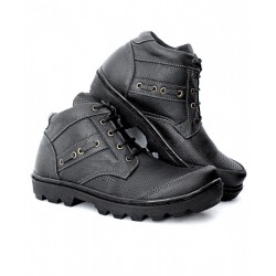 Black Dotted Stitched Style Casual Shoes CR-5251
