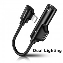 FLOVEME 2 in 1 Audio Adapter Lightning Jack to Earphone Splitter Cables