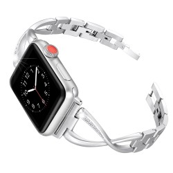JANSIN Silver Women diamond Stainless Steel Strap for iwatch
