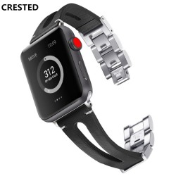 CRESTED Sport Stainless Steel Leather Strap For iwatch