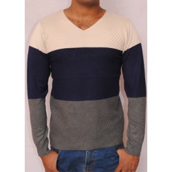 V Neck 3 Color Contrast Sweat Shirt Jumper