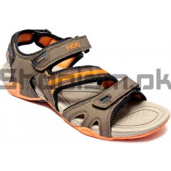 AGG Brown With Orange Three Strap Sandals