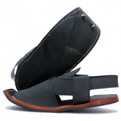 Black Peshawari Matte Polish Sandals