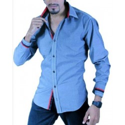 Light Blue With White And Black Line Shirt