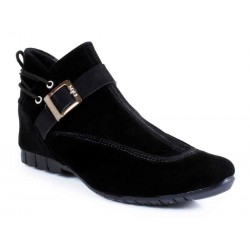 Black Stylish Buckle Back Lace Casual Shoes