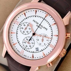 Patek Philippe Geneve Half Roman Rose Gold Watch