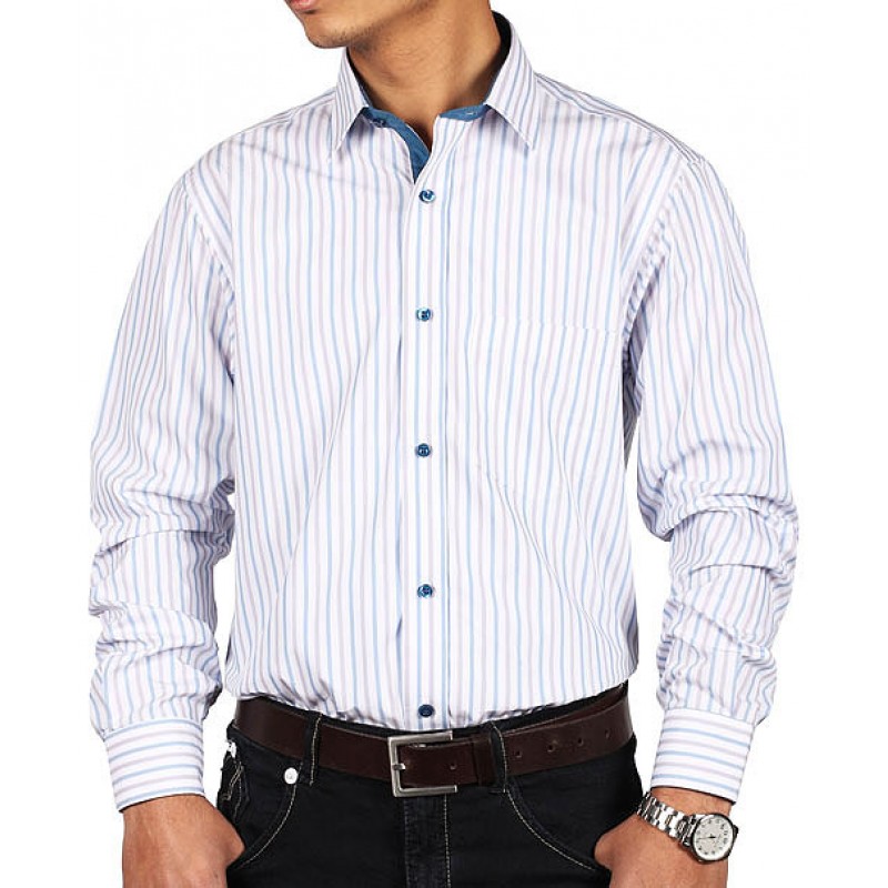 White Blue Lining Formal Shirt